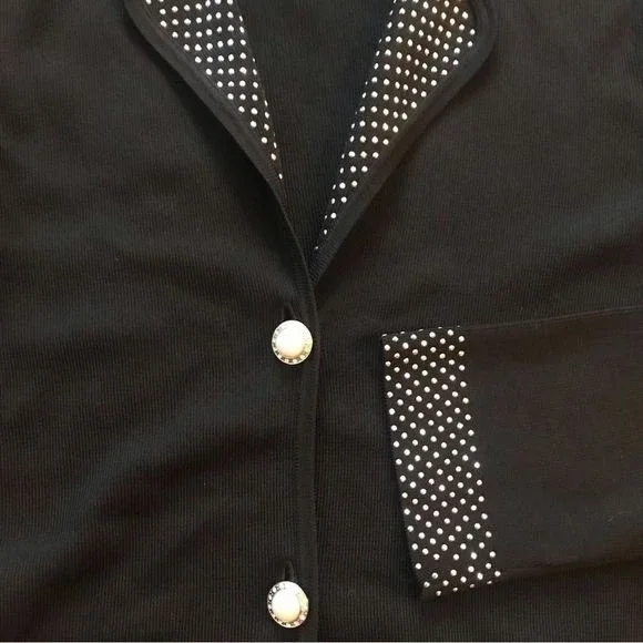 BCBGMaxazria Bedazzled Sweater Jacket Black/Silver Pockets Size M - Picture 4 of 8